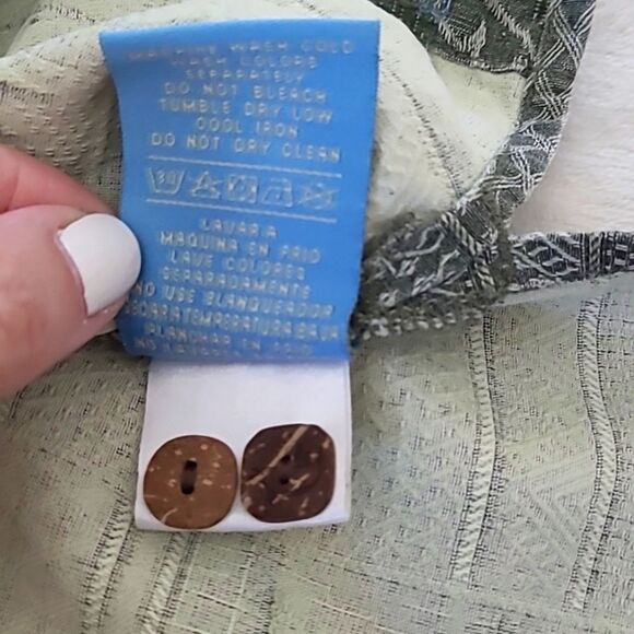 Bermuda Bay Men's Medium Silk Shirt Button Down Short Sleeve Green Tropical - Picture 15 of 16